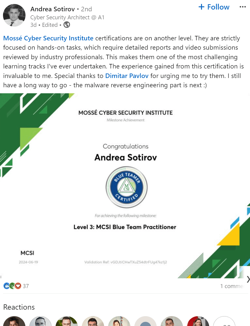 Andrea Sotirov Testimonial