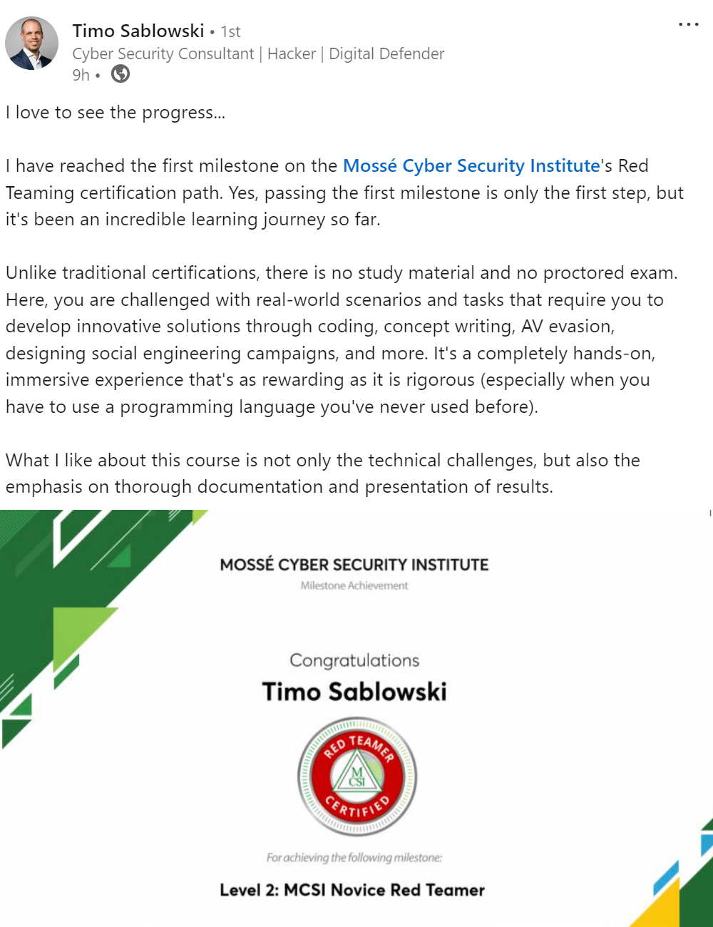 Timo Sablowski Testimonial